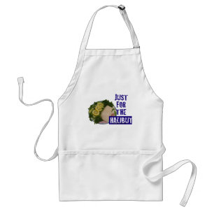 'just for the halibut' humourous parody Apron