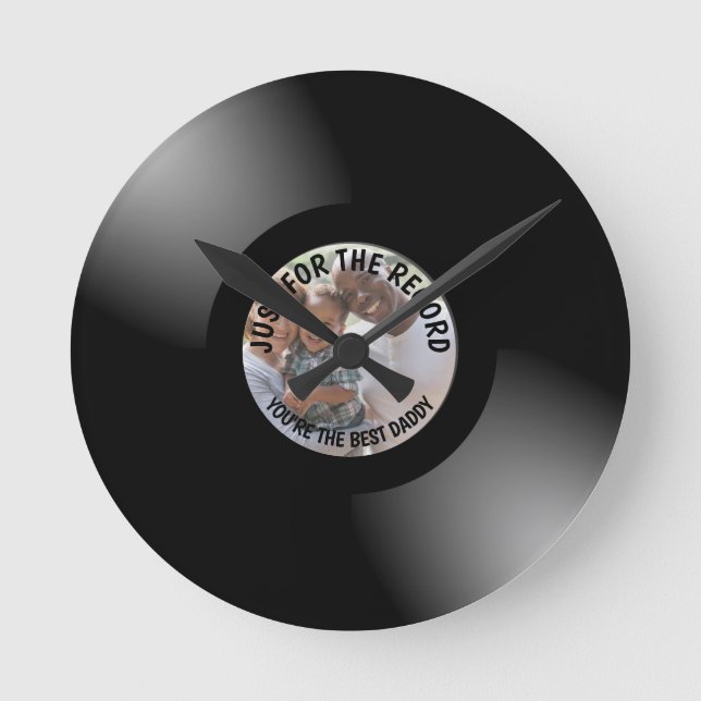 Just For The Record Personalised Photo Round Clock (Front)