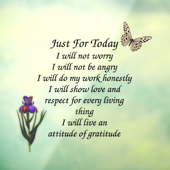 Just For Today Butterfly Flower Inspirational (Sheet 3)