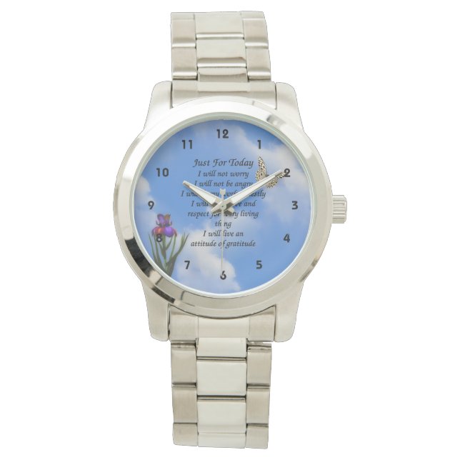 Just For Today Butterfly Flower Inspirational   Watch (Front)