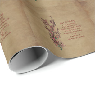 Just For Today Flowers Inspirational Wrapping Paper