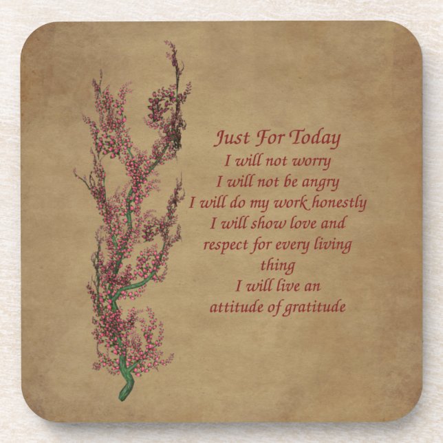Just For Today Inspirational Prayer  Coaster (Front)