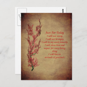 Just For Today Reiki Principles Inspirational Postcard