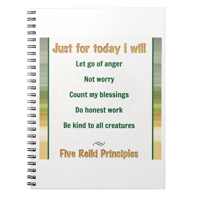 Just for Today Reiki Principles Notebook (Front)