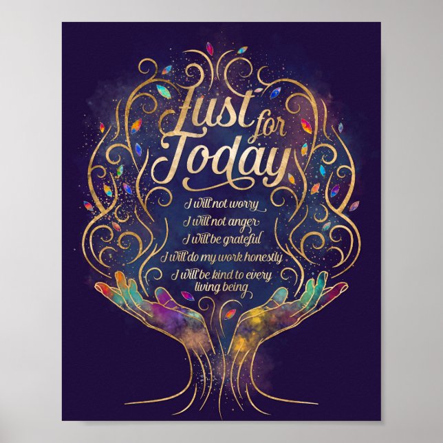 Just for Today Reiki Principles Precepts Poster (Front)