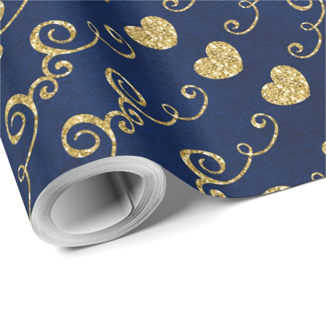 Just for You Made with Love Golden Glitter Heart Wrapping Paper (Roll Corner)