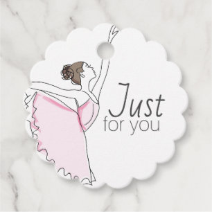 Just for You Pink Ballerina Favour Tags