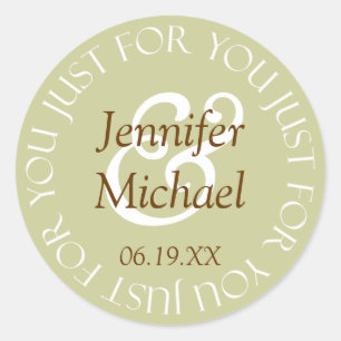 Just For You Wedding Favour Labels