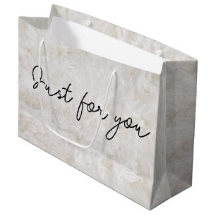 Just For You White Faux Fur Large Gift Bag