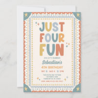 Just Four Fun Whimsical Boy 4th Birthday Party