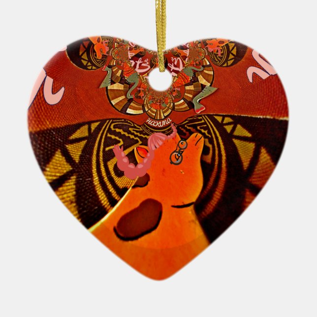 Just Funny Giraffe image design Ceramic Tree Decoration (Front)