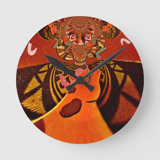 Just Funny Giraffe image design Round Clock (Front)
