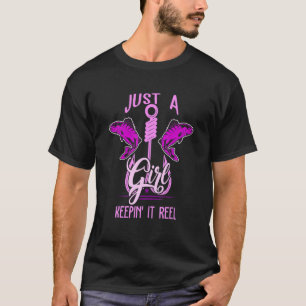 Just Girl Cute Fishing Keeping It Reel Womens Purp T-Shirt