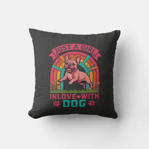 Just Girl Inlove Dog French Bulldog Rainbow Paws Cushion