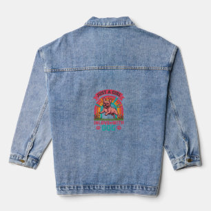 Just Girl Inlove Dog French Bulldog Rainbow Paws Denim Jacket
