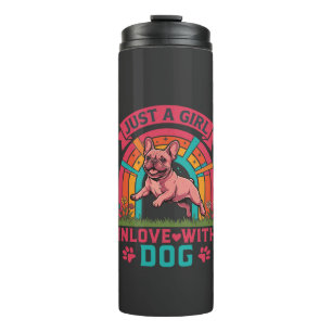 Just Girl Inlove Dog French Bulldog Rainbow Paws Thermal Tumbler