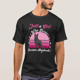 Just Girl Who Loves Black German Shepherd Dog Pink T-Shirt