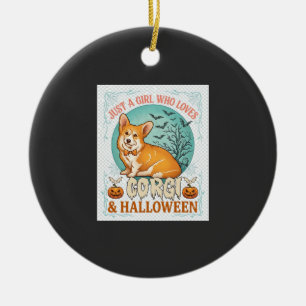 Just Girl Who Loves Corgi Halloween Pumpkins Bats_ Ceramic Tree Decoration