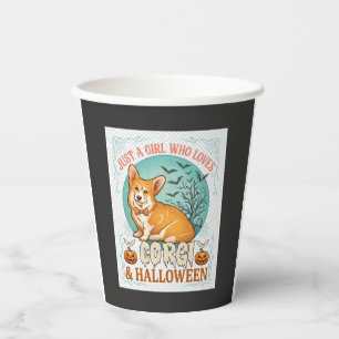 Just Girl Who Loves Corgi Halloween Pumpkins Bats_ Paper Cups
