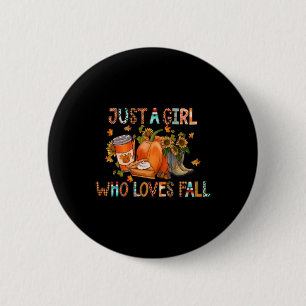 Just Girl Who Loves Fall Watercolor Autumn Season 6 Cm Round Badge