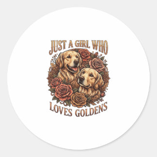Just Girl Who Loves Goldens Dog Roses_1 Classic Round Sticker