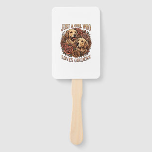 Just Girl Who Loves Goldens Dog Roses_1 Hand Fan