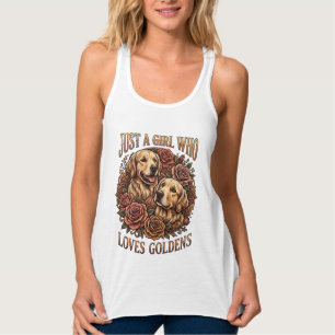 Just Girl Who Loves Goldens Dog Roses_1 Singlet