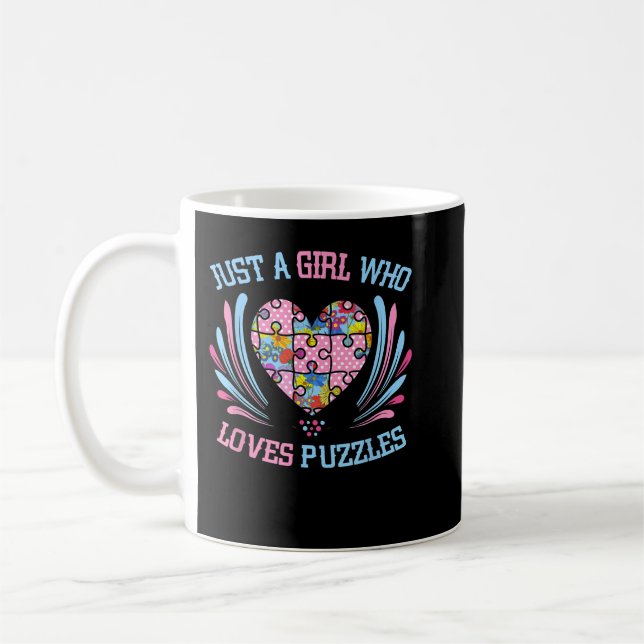 Just Girl Who Loves Puzzles Jigsaw Puzzle  Coffee Mug (Left)