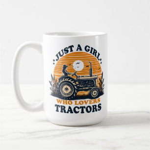 Just Girl Who Loves Tractors Tractor Lover Vintage Coffee Mug