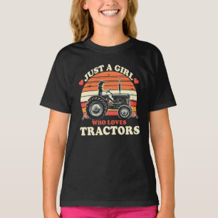 Just Girl Who Loves Tractors Tractor Lover Vintage T-Shirt