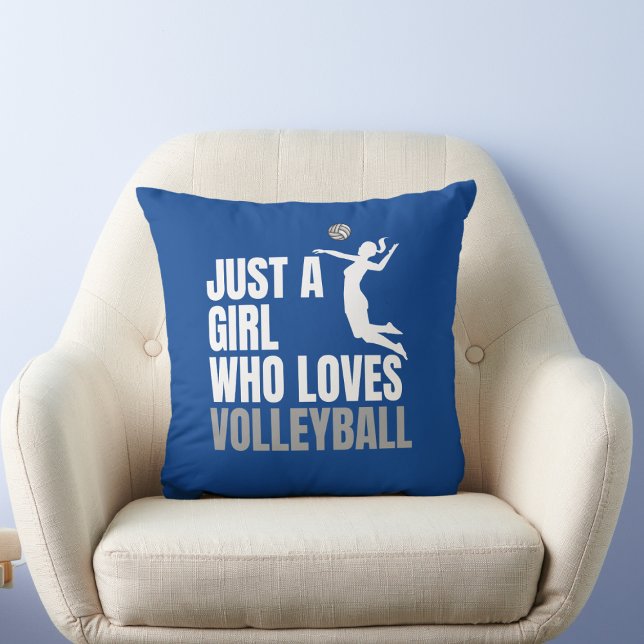 Just Girl Who Loves Volleyball Cute Stylish Blue Cushion (Creator Uploaded)