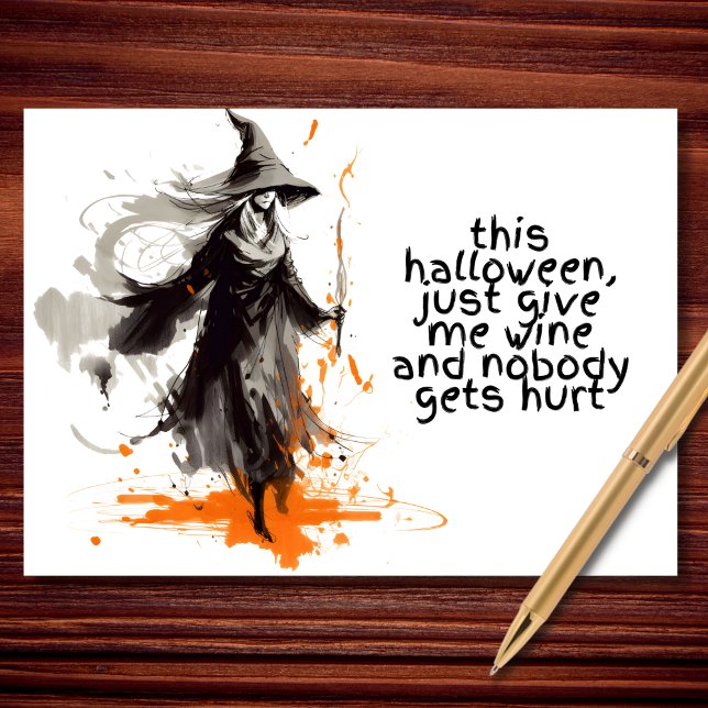 Just Give Me Wine Halloween Card (Creator Uploaded)