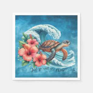 Just Go With The Flow Turtle Napkin