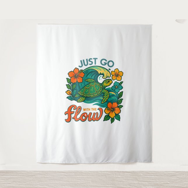 Just Go with the Flow Turtle Tapestry (Front)