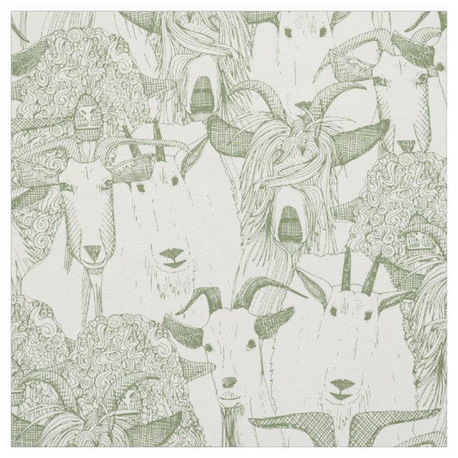just goats thyme green quarter pearl fabric (Swatch)