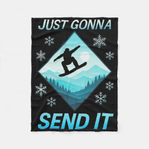 Just Gonna Send It - Skiing Funny Vintage Humor  Fleece Blanket