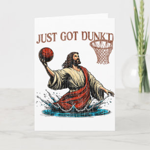 Just Got Dunked Funny Baptism Jesus Christian Bask Card