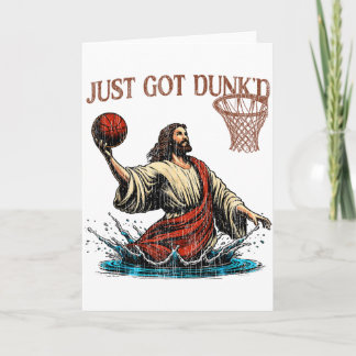 Just Got Dunked Funny Baptism Jesus Christian Bask Card