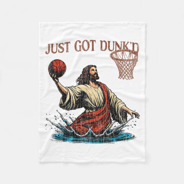 Just Got Dunked Funny Baptism Jesus Christian Bask Fleece Blanket (Front)