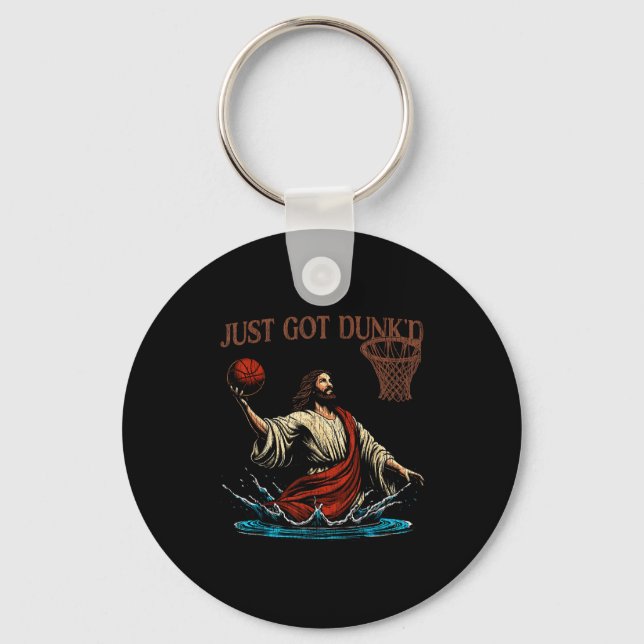 Just Got Dunked Funny Baptism Jesus Christian Bask Key Ring (Front)