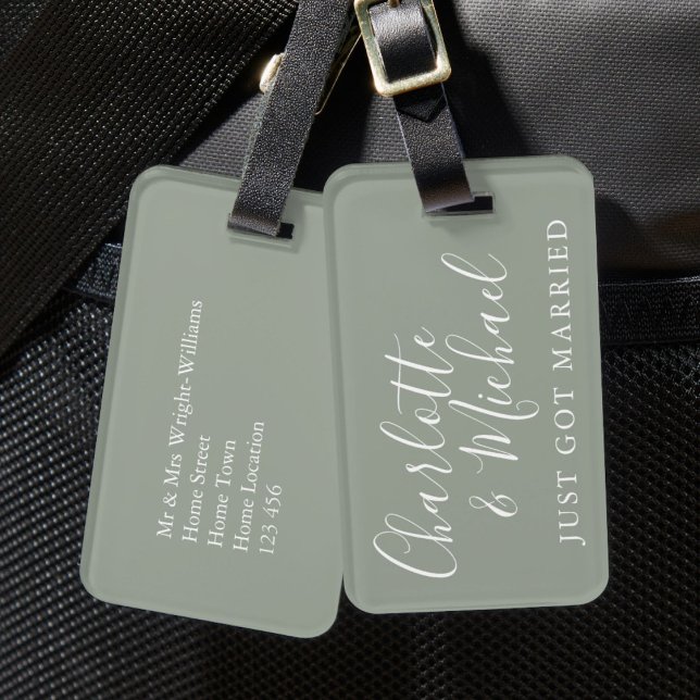 Just Got Married Silver Sage Signature Luggage Tag (Just Got Married Silver Sage Signature Luggage Tag)