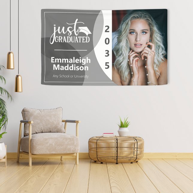 Just Graduated Modern Photo Grey Custom Banner (Creator Uploaded)
