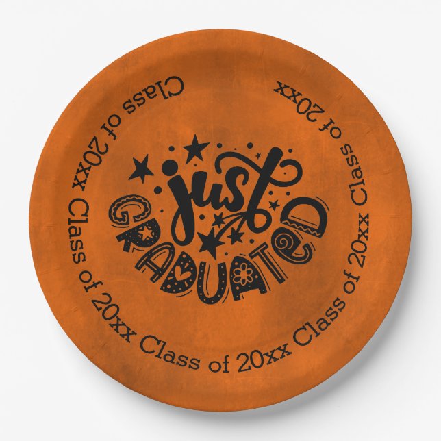 Just Graduated - Orange Paper Plate (Front)