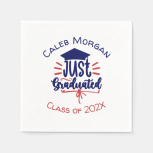 Just Graduated Red & Blue Personalised  Napkin