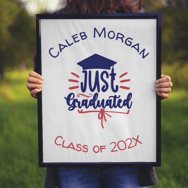 Just Graduated Red & Blue Personalised   Poster (Creator Uploaded)