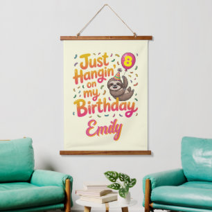 Just Hangin' on My Birthday Sloth Unisex Hanging Tapestry
