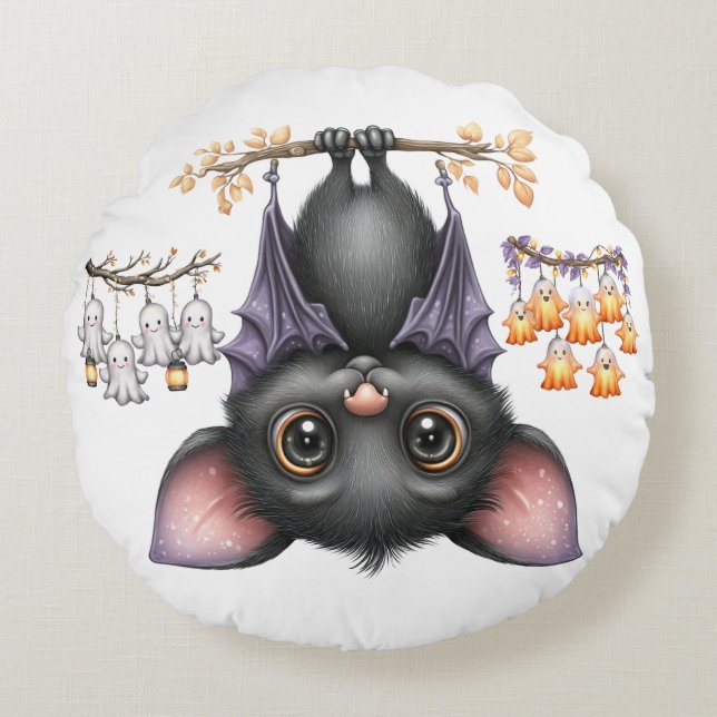 Just hanging around, Bats Round Cushion (Front)