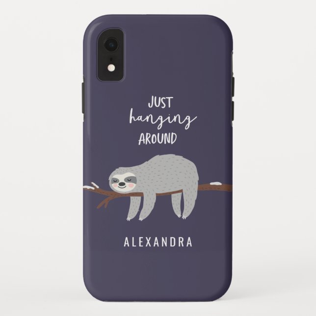 Just hanging around fun bright cartoon sloth Case-Mate iPhone case (Back)
