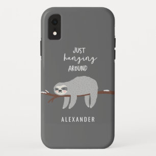 Just hanging around fun bright cartoon sloth Case-Mate iPhone case