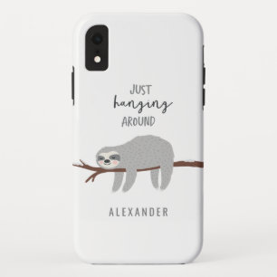 Just hanging around fun bright cartoon sloth Case-Mate iPhone case